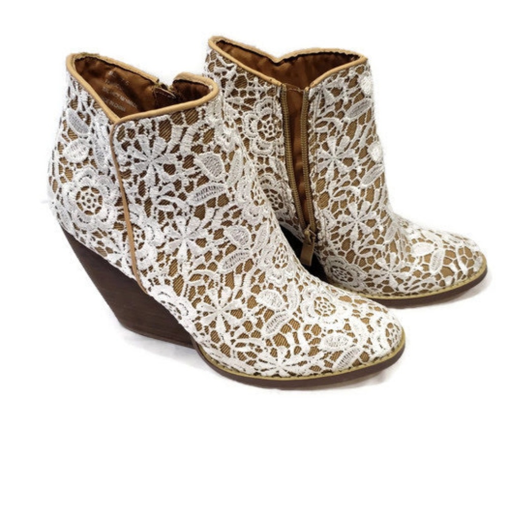 Very Volatile Lace Covered Block Heeled Booties